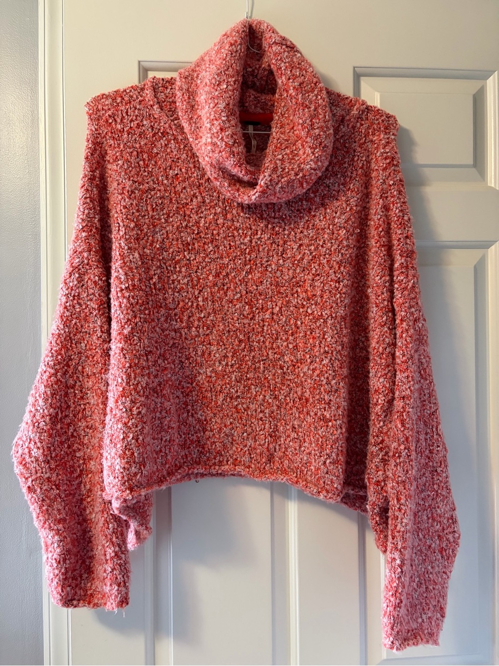 Free People Coral Bouclé Cowl-Neck Sweater